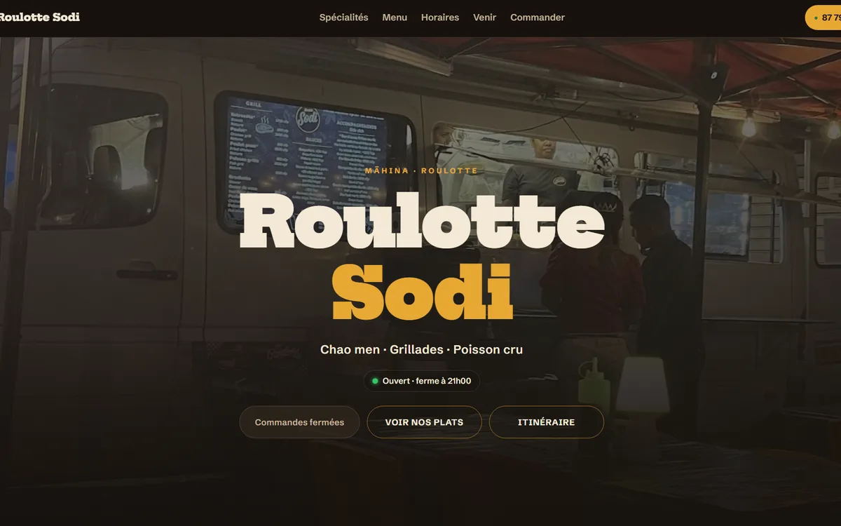 Site de commande en ligne de Roulotte Sodi