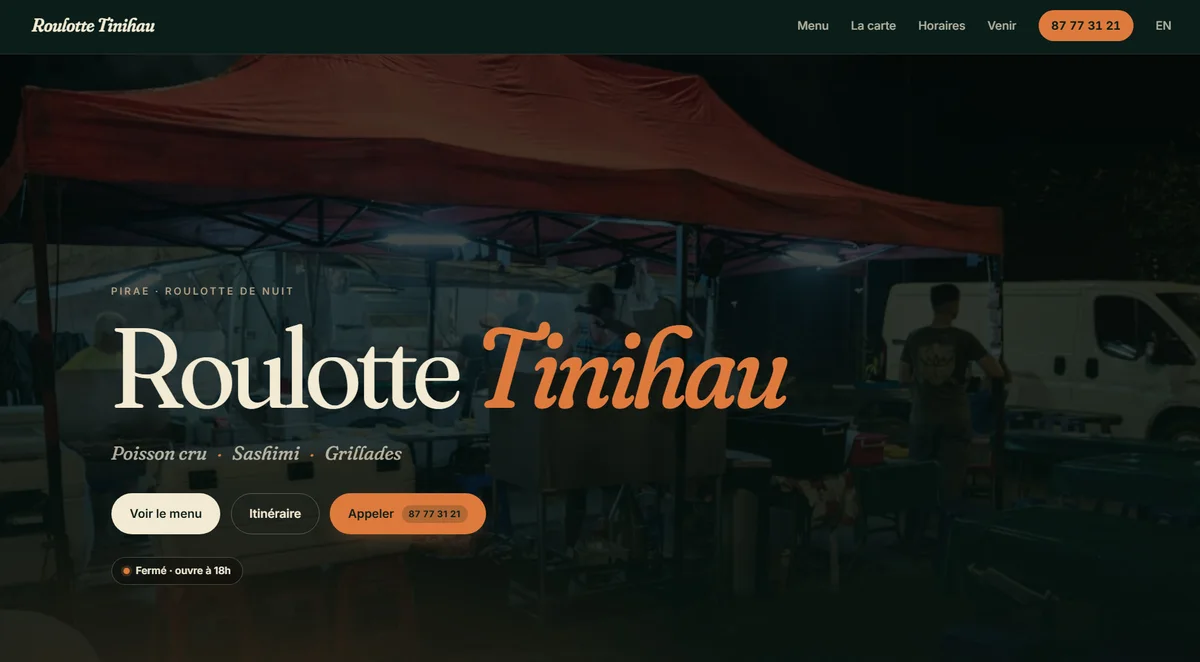 Site web de Roulotte Tinihau
